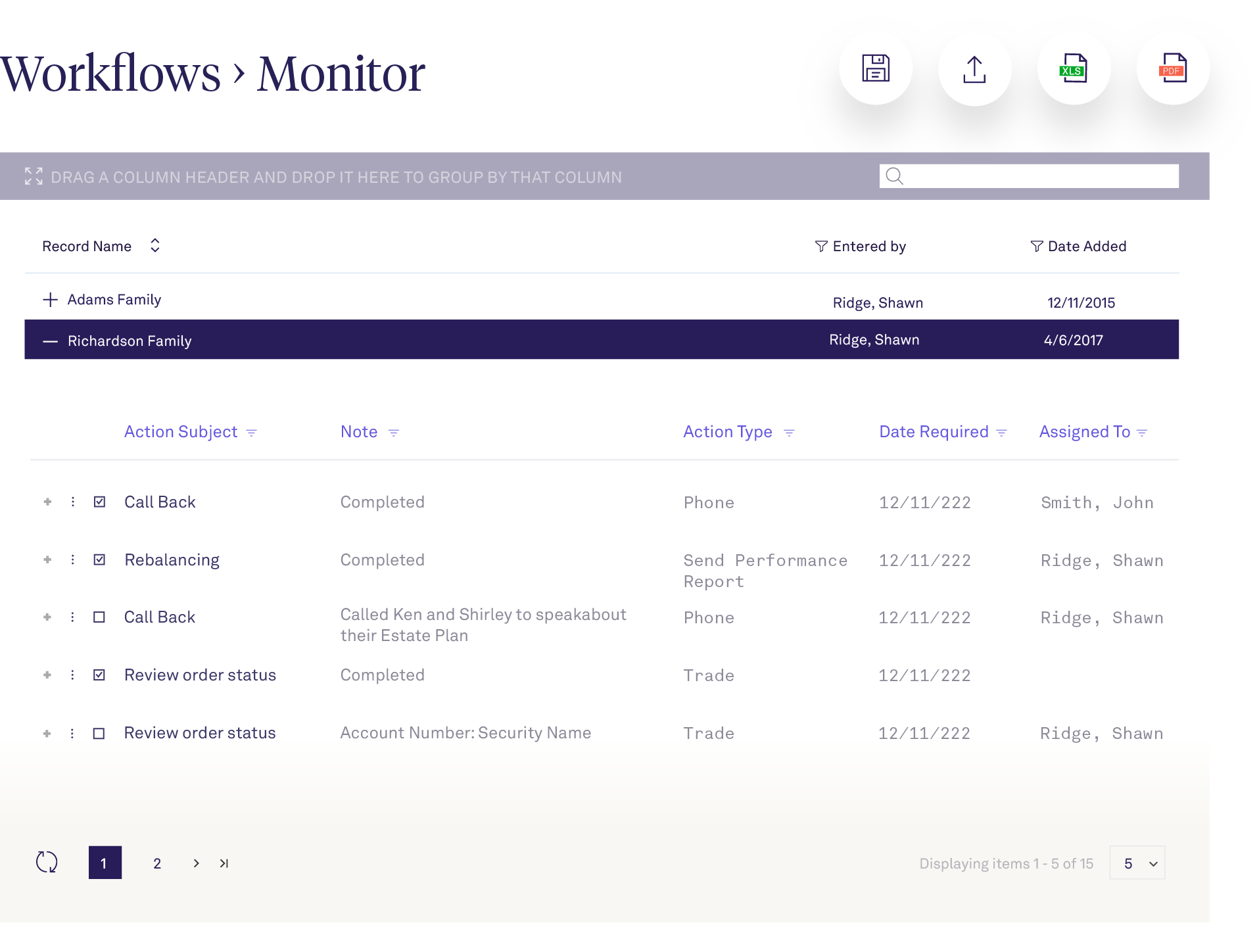 AdvisorEngine CRM Practice Management Workflow Monitor