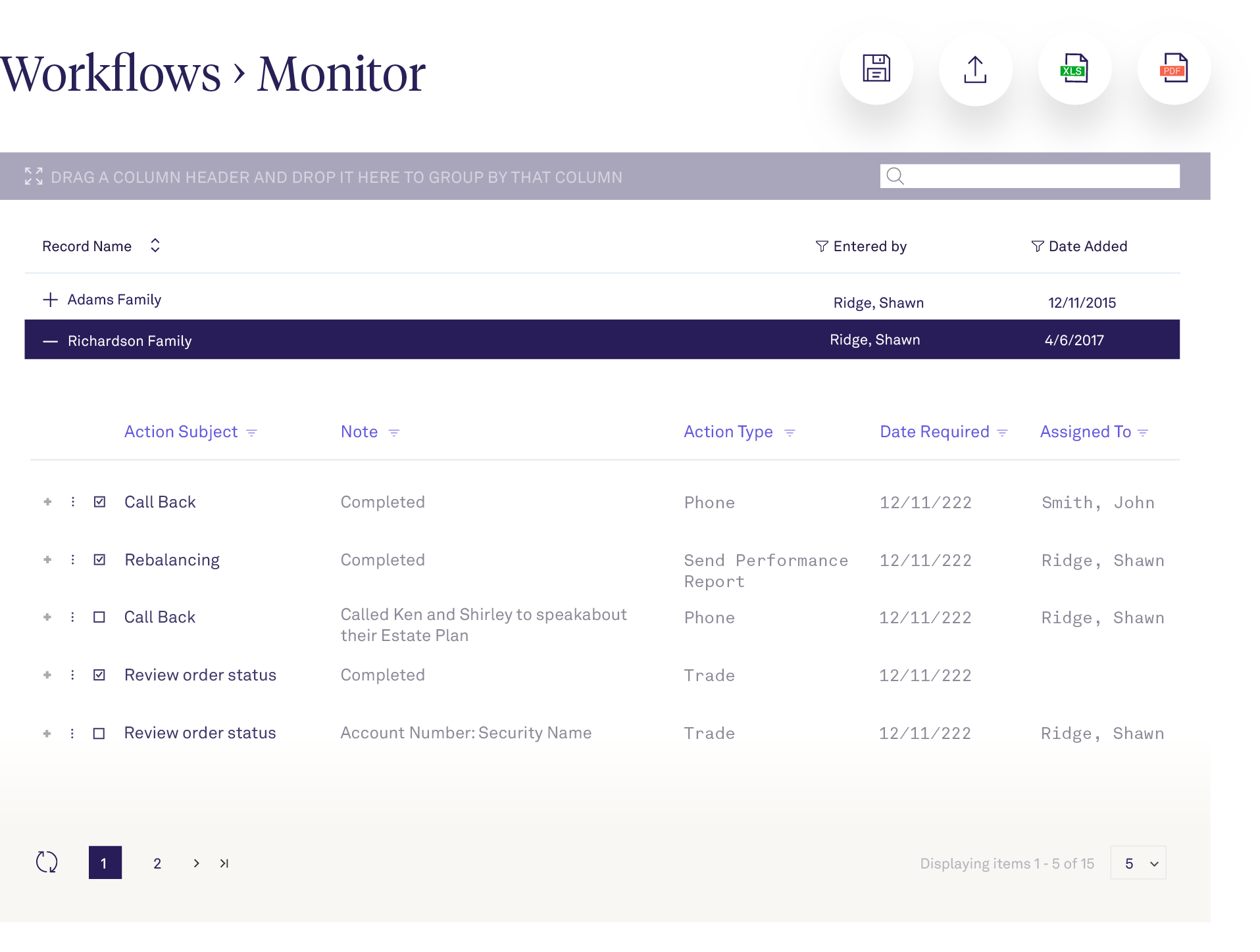 AdvisorEngine CRM Practice Management Workflow Monitor