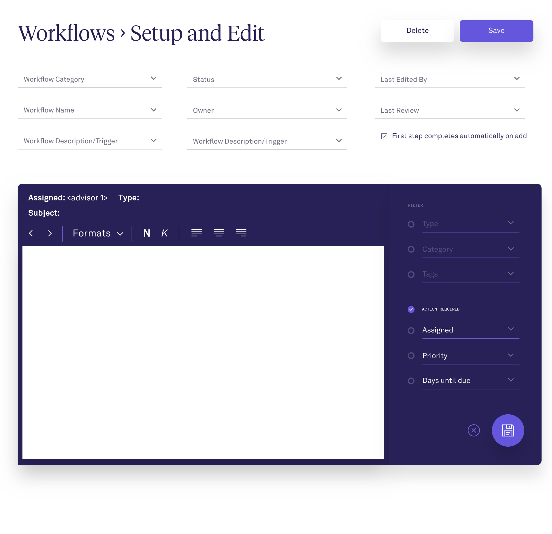 AdvisorEngine CRM Practice Management Custom Workflows