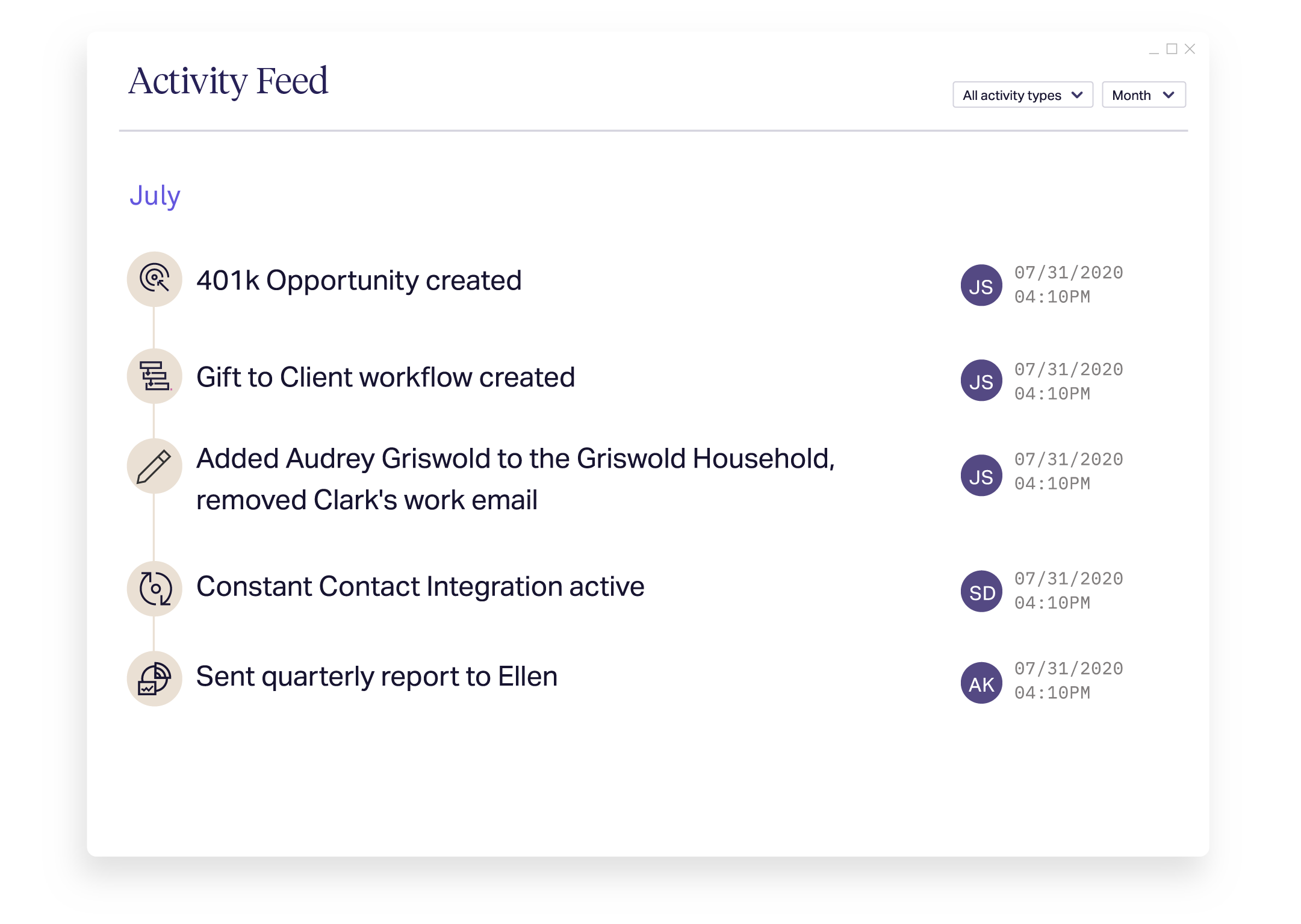 AdvisorEngine CRM Practice Management Audit Trail